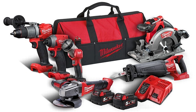 סט 6 כלים MILWAUKEE 18V דגם FPP6C2 בתיק עם 2 סוללות 5A