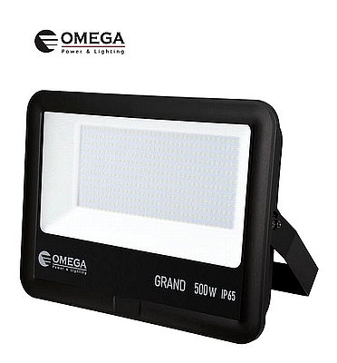 פנס הצפה 500W AC דגם GRAND שחור אור יום OMEGA