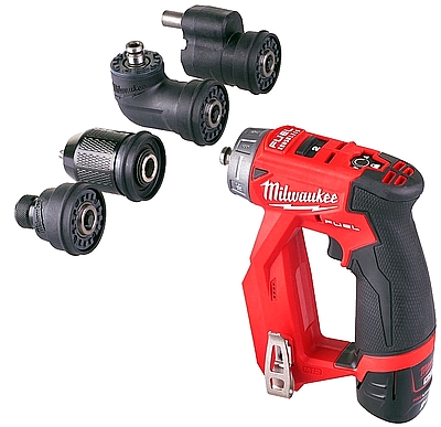 מברגה למתקינים 4 ראשים MILWAUKEE 12V דגם FDDX עם 2 סוללות 2A