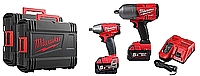 סט MILWAUKEE 18V דגם SET FUEL 9 כולל 2 מפתחות רטיטה עם 2 סוללות 5A