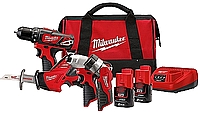 סט 4 כלים MILWAUKEE 12V דגם BPP4A בתיק עם 2 סוללות 2A