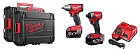 סט MILWAUKEE 18V דגם SET FUEL 8 אימפקט + מפתח רטיטה עם 2 סוללות 5A